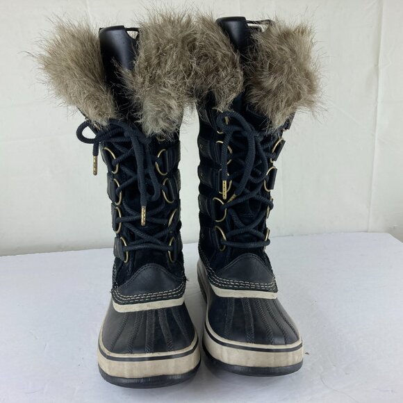 SOREL Joan Of Arctic Women Sz 8 Waterproof Winter Snow Boots Black Suede Leather - Picture 4 of 10